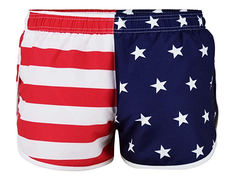 vbranded american flag running shorts