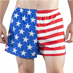 BOA Mens Stretch 3.75 V-Notch Running Short US Flag