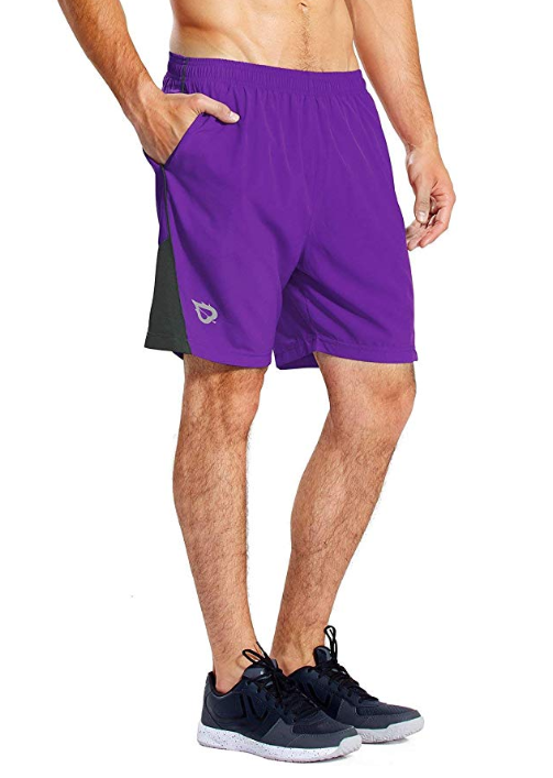 Baleaf Men's 7 Quick Dry Workout Running Shorts Mesh Liner Zip Pockets